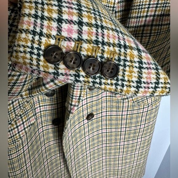 J CREW LONG DOUBLE-BREASTED TOPCOAT IN PLAID WOMENS SIZE 4 CARAMEL ITALIAN WOOL - Picture 7 of 9